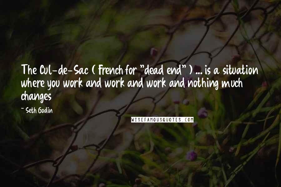 Seth Godin Quotes: The Cul-de-Sac ( French for "dead end" ) ... is a situation where you work and work and work and nothing much changes