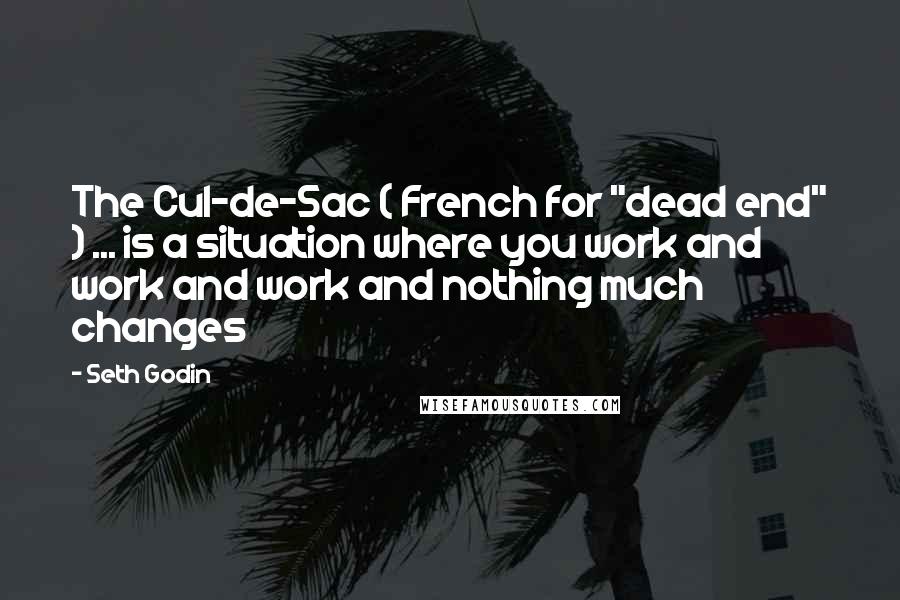 Seth Godin Quotes: The Cul-de-Sac ( French for "dead end" ) ... is a situation where you work and work and work and nothing much changes