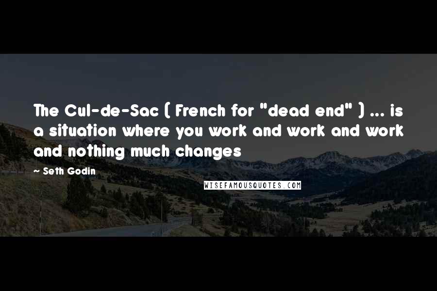 Seth Godin Quotes: The Cul-de-Sac ( French for "dead end" ) ... is a situation where you work and work and work and nothing much changes