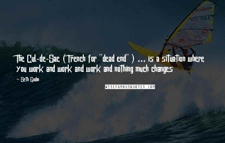 Seth Godin Quotes: The Cul-de-Sac ( French for "dead end" ) ... is a situation where you work and work and work and nothing much changes