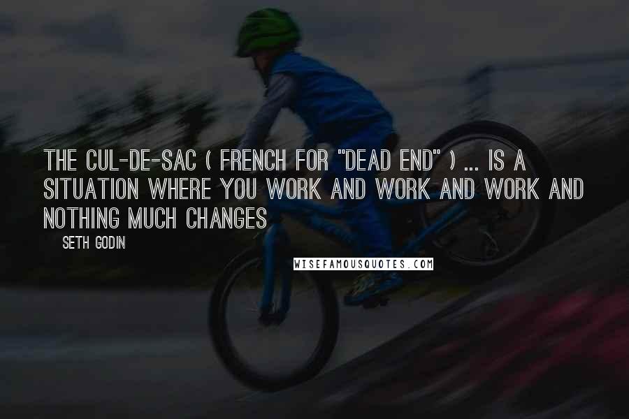 Seth Godin Quotes: The Cul-de-Sac ( French for "dead end" ) ... is a situation where you work and work and work and nothing much changes