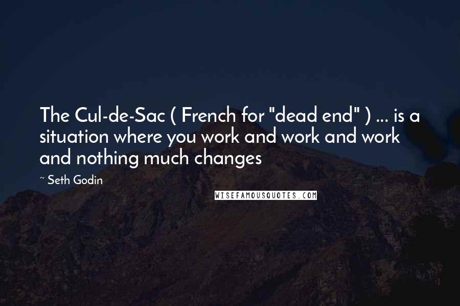 Seth Godin Quotes: The Cul-de-Sac ( French for "dead end" ) ... is a situation where you work and work and work and nothing much changes