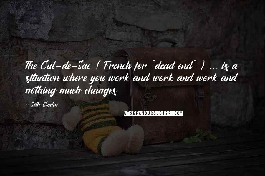 Seth Godin Quotes: The Cul-de-Sac ( French for "dead end" ) ... is a situation where you work and work and work and nothing much changes