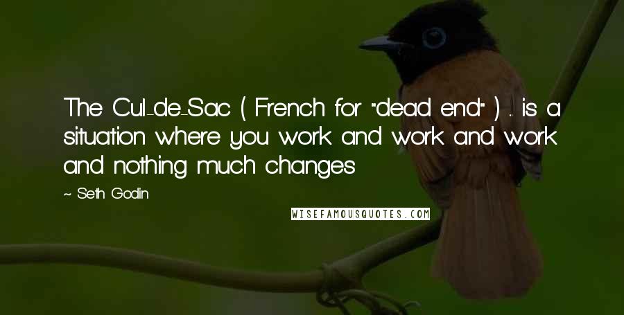 Seth Godin Quotes: The Cul-de-Sac ( French for "dead end" ) ... is a situation where you work and work and work and nothing much changes