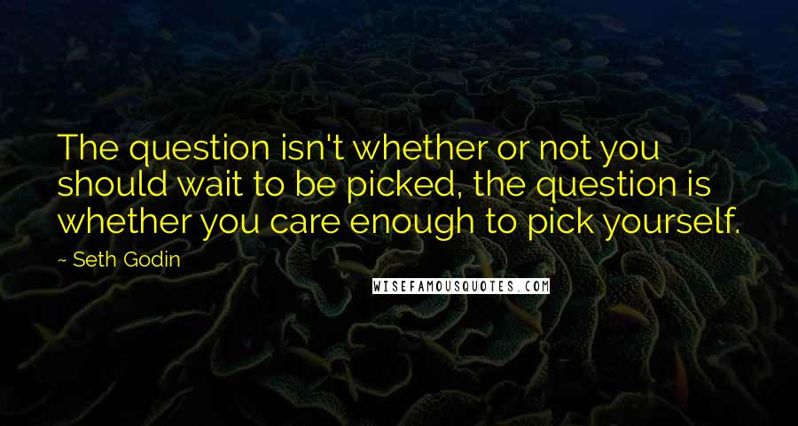 Seth Godin Quotes: The question isn't whether or not you should wait to be picked, the question is whether you care enough to pick yourself.