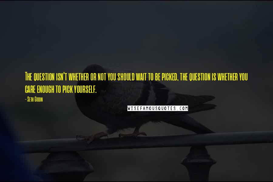 Seth Godin Quotes: The question isn't whether or not you should wait to be picked, the question is whether you care enough to pick yourself.