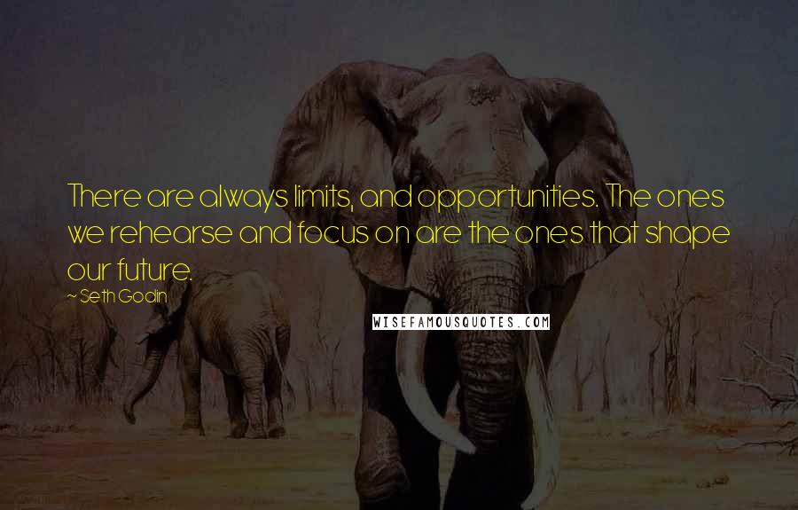 Seth Godin Quotes: There are always limits, and opportunities. The ones we rehearse and focus on are the ones that shape our future.