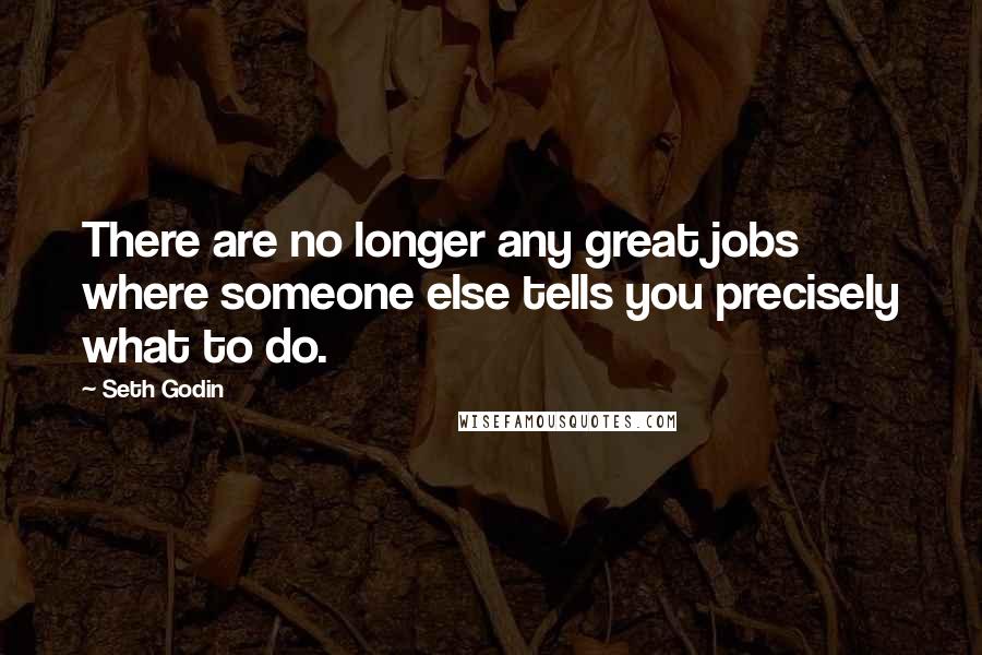 Seth Godin Quotes: There are no longer any great jobs where someone else tells you precisely what to do.