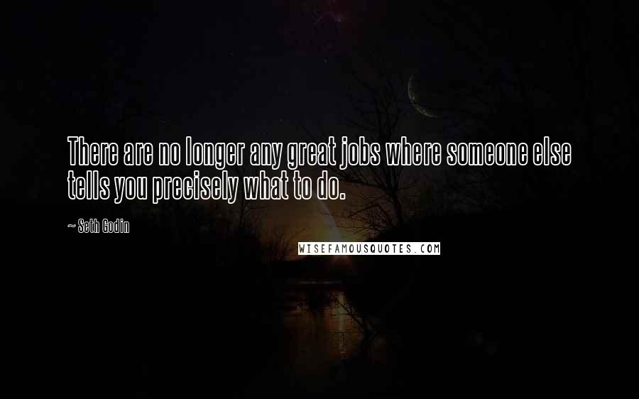 Seth Godin Quotes: There are no longer any great jobs where someone else tells you precisely what to do.
