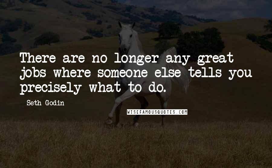 Seth Godin Quotes: There are no longer any great jobs where someone else tells you precisely what to do.