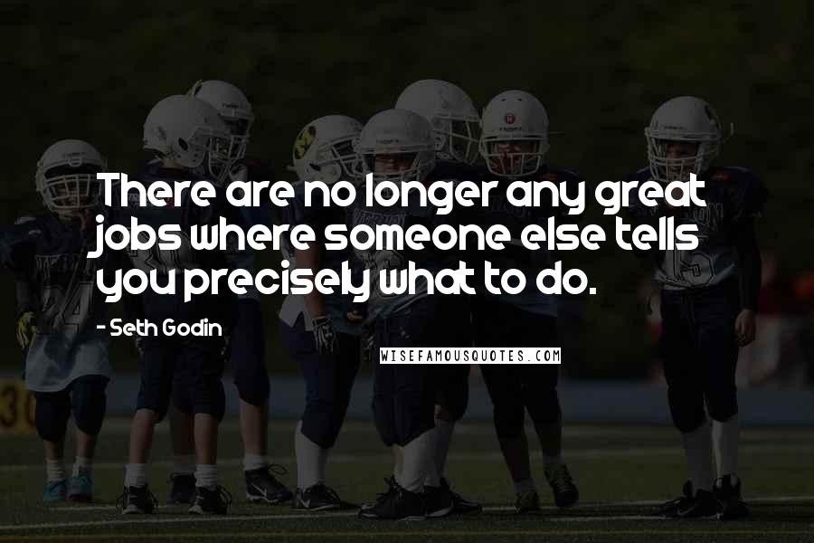 Seth Godin Quotes: There are no longer any great jobs where someone else tells you precisely what to do.