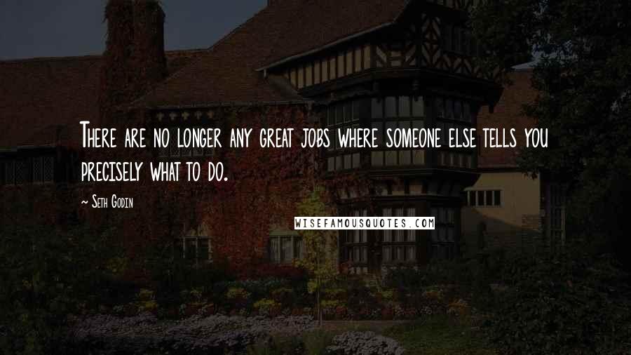 Seth Godin Quotes: There are no longer any great jobs where someone else tells you precisely what to do.