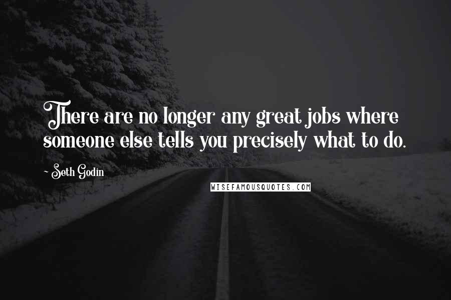 Seth Godin Quotes: There are no longer any great jobs where someone else tells you precisely what to do.