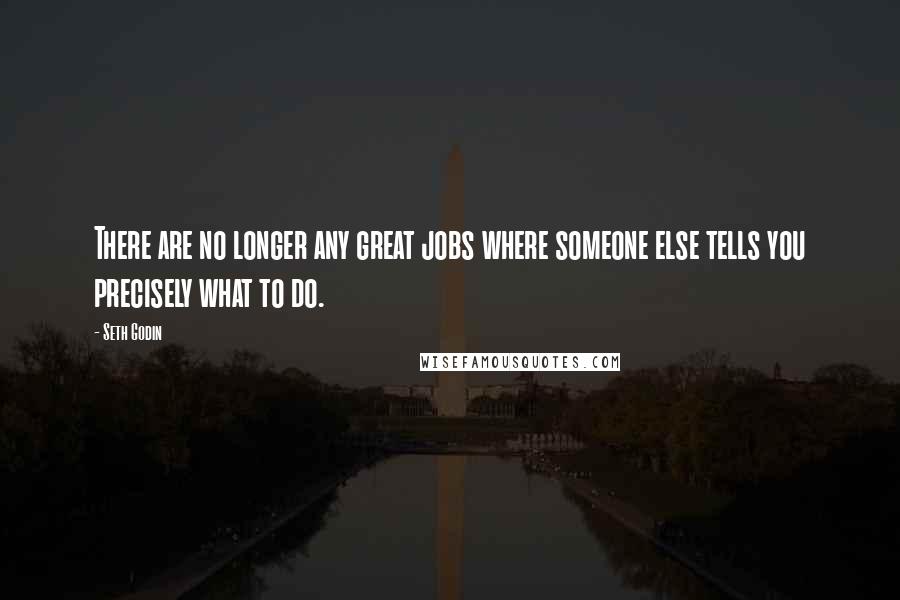 Seth Godin Quotes: There are no longer any great jobs where someone else tells you precisely what to do.