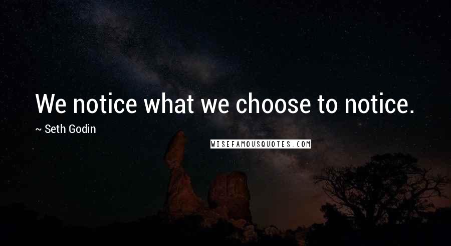 Seth Godin Quotes: We notice what we choose to notice.