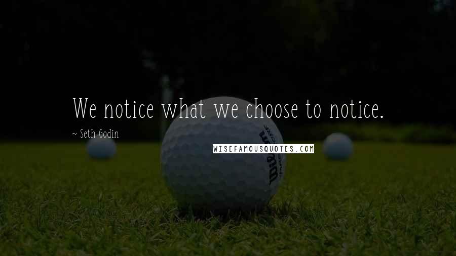 Seth Godin Quotes: We notice what we choose to notice.