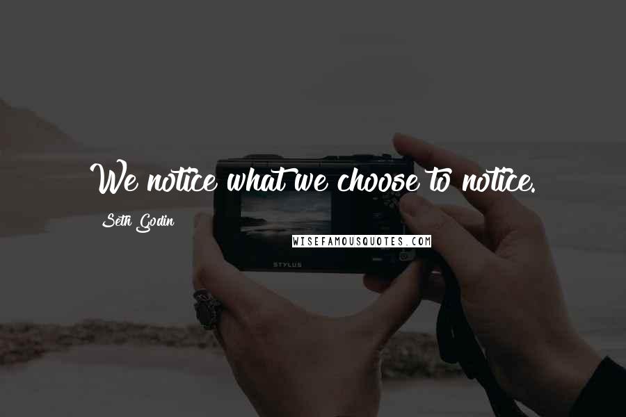 Seth Godin Quotes: We notice what we choose to notice.