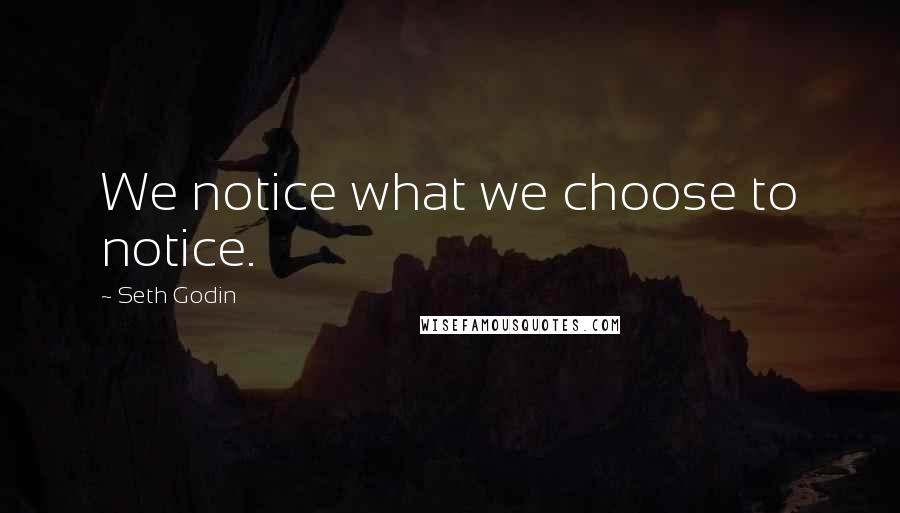 Seth Godin Quotes: We notice what we choose to notice.