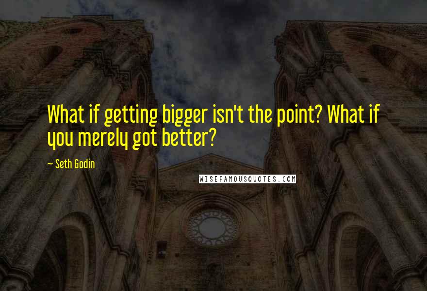 Seth Godin Quotes: What if getting bigger isn't the point? What if you merely got better?