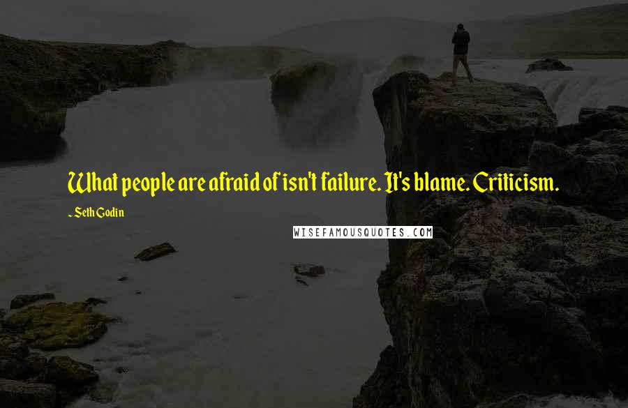 Seth Godin Quotes: What people are afraid of isn't failure. It's blame. Criticism.