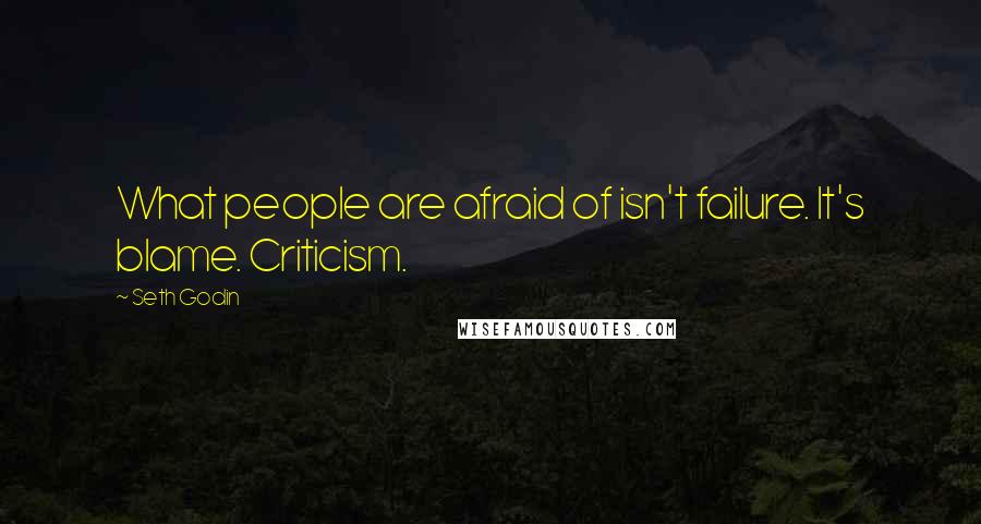 Seth Godin Quotes: What people are afraid of isn't failure. It's blame. Criticism.