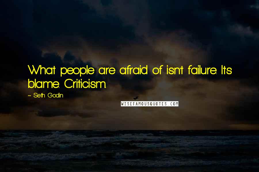 Seth Godin Quotes: What people are afraid of isn't failure. It's blame. Criticism.