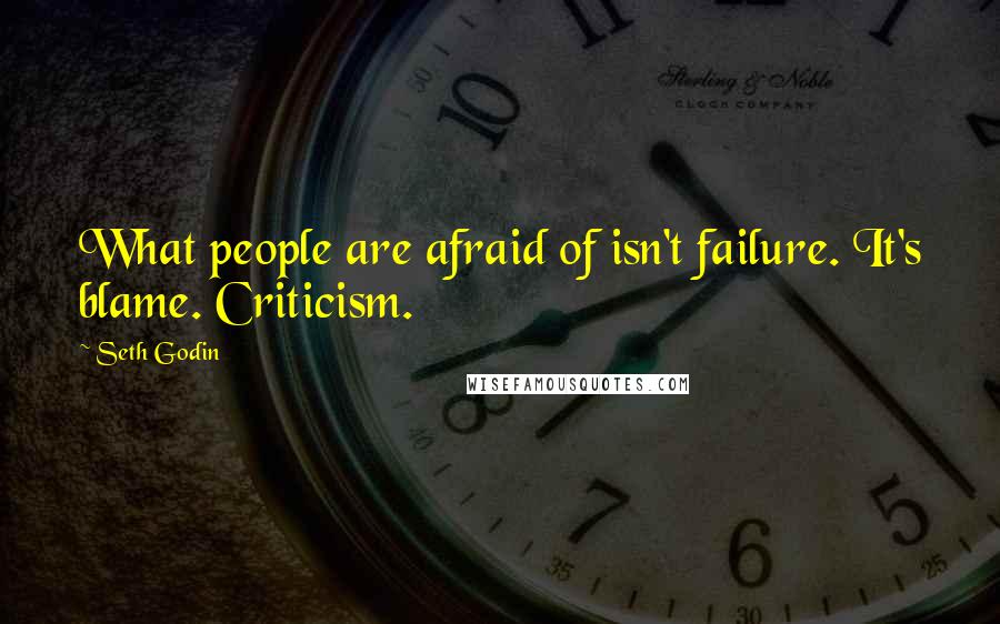 Seth Godin Quotes: What people are afraid of isn't failure. It's blame. Criticism.