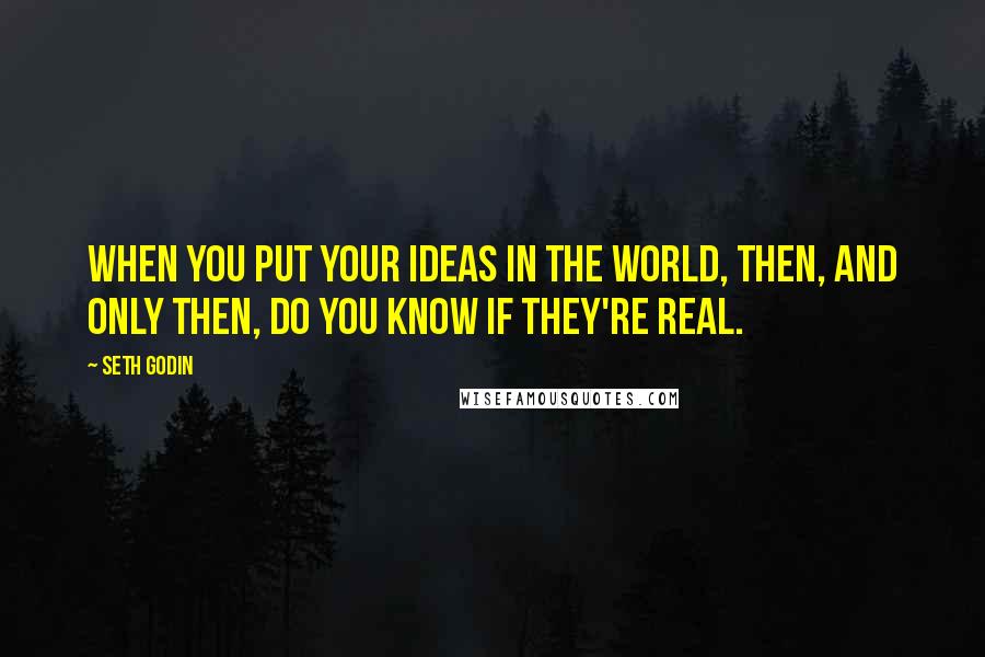 Seth Godin Quotes: When you put your ideas in the world, then, and only then, do you know if they're real.