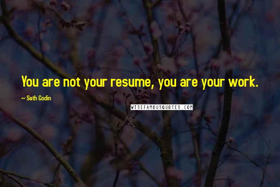 Seth Godin Quotes: You are not your resume, you are your work.