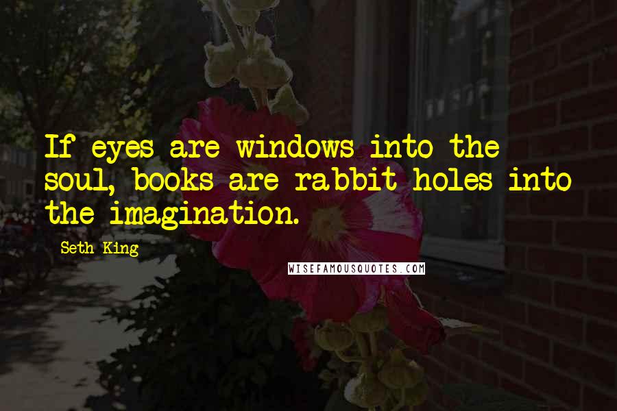 Seth King Quotes: If eyes are windows into the soul, books are rabbit holes into the imagination.