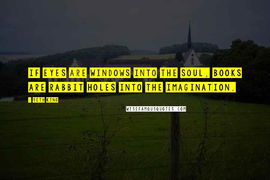 Seth King Quotes: If eyes are windows into the soul, books are rabbit holes into the imagination.