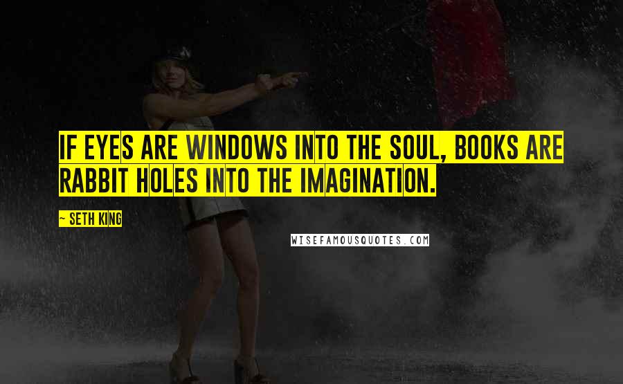 Seth King Quotes: If eyes are windows into the soul, books are rabbit holes into the imagination.