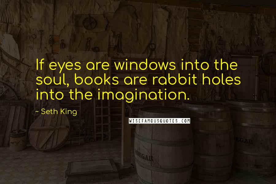 Seth King Quotes: If eyes are windows into the soul, books are rabbit holes into the imagination.