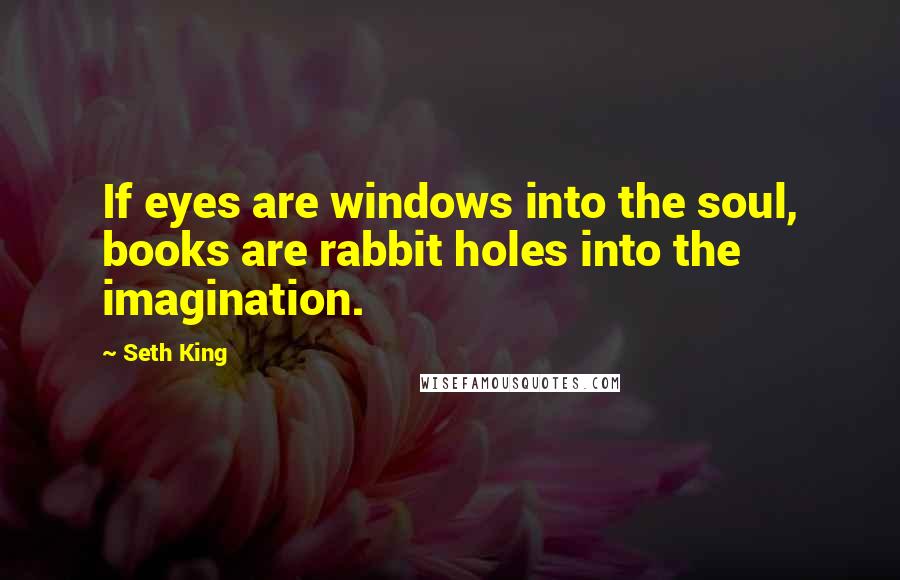 Seth King Quotes: If eyes are windows into the soul, books are rabbit holes into the imagination.