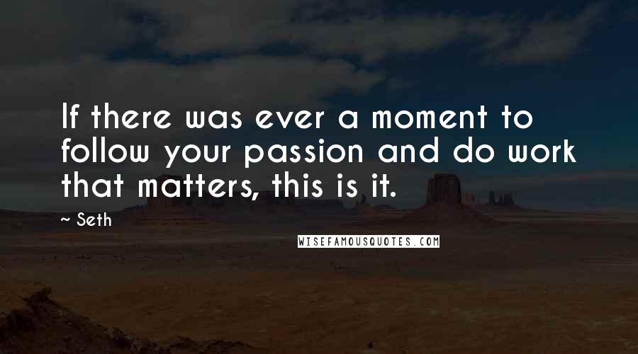 Seth Quotes: If there was ever a moment to follow your passion and do work that matters, this is it.