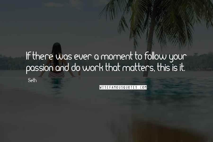 Seth Quotes: If there was ever a moment to follow your passion and do work that matters, this is it.