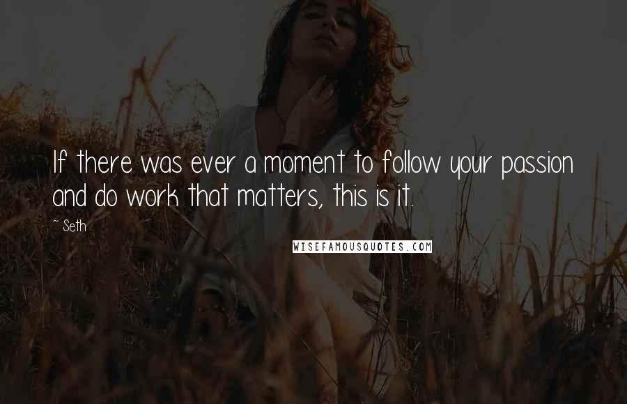 Seth Quotes: If there was ever a moment to follow your passion and do work that matters, this is it.