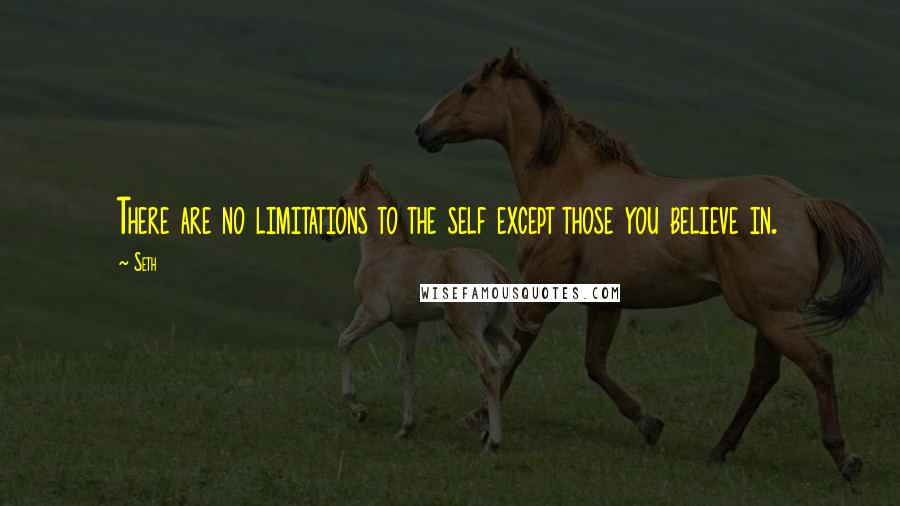 Seth Quotes: There are no limitations to the self except those you believe in.