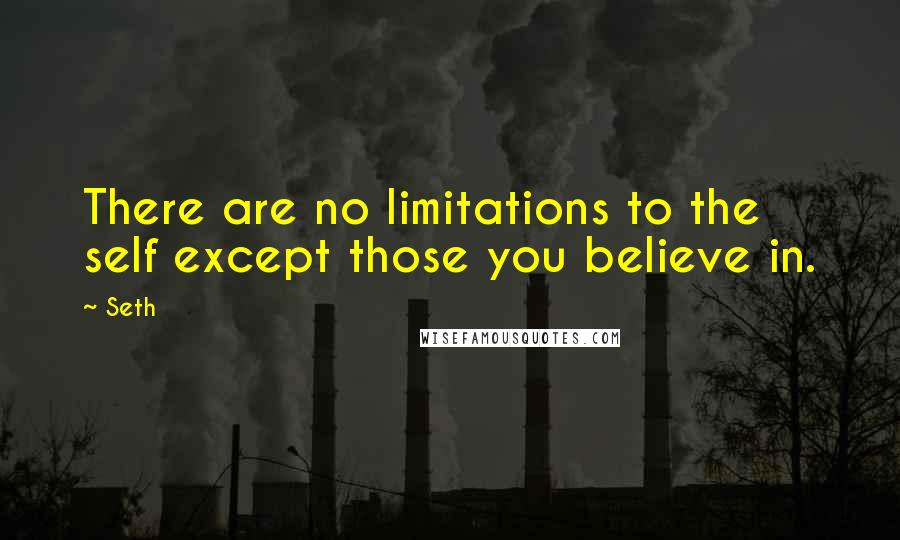 Seth Quotes: There are no limitations to the self except those you believe in.