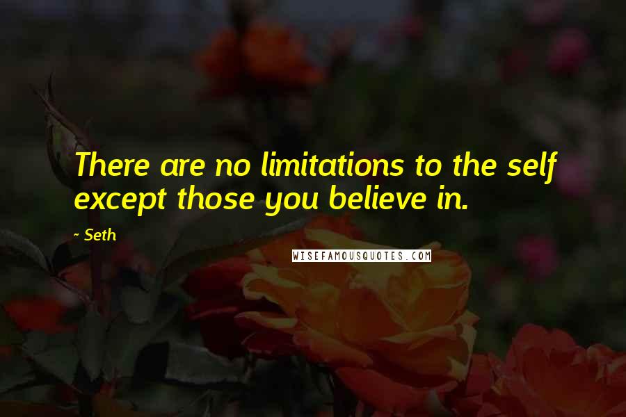 Seth Quotes: There are no limitations to the self except those you believe in.