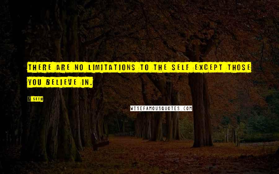 Seth Quotes: There are no limitations to the self except those you believe in.