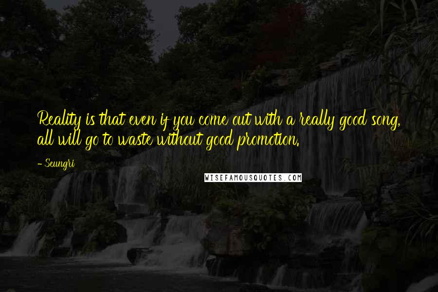 Seungri Quotes: Reality is that even if you come out with a really good song, all will go to waste without good promotion.