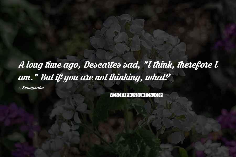 Seungsahn Quotes: A long time ago, Descartes sad, "I think, therefore I am." But if you are not thinking, what?
