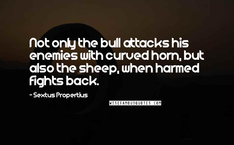 Sextus Propertius Quotes: Not only the bull attacks his enemies with curved horn, but also the sheep, when harmed fights back.
