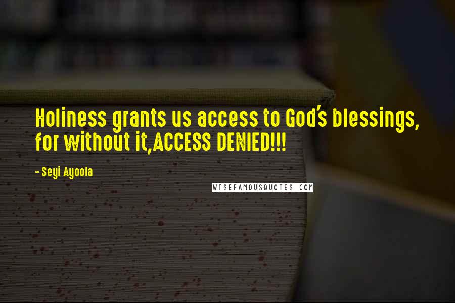 Seyi Ayoola Quotes: Holiness grants us access to God's blessings, for without it,ACCESS DENIED!!!