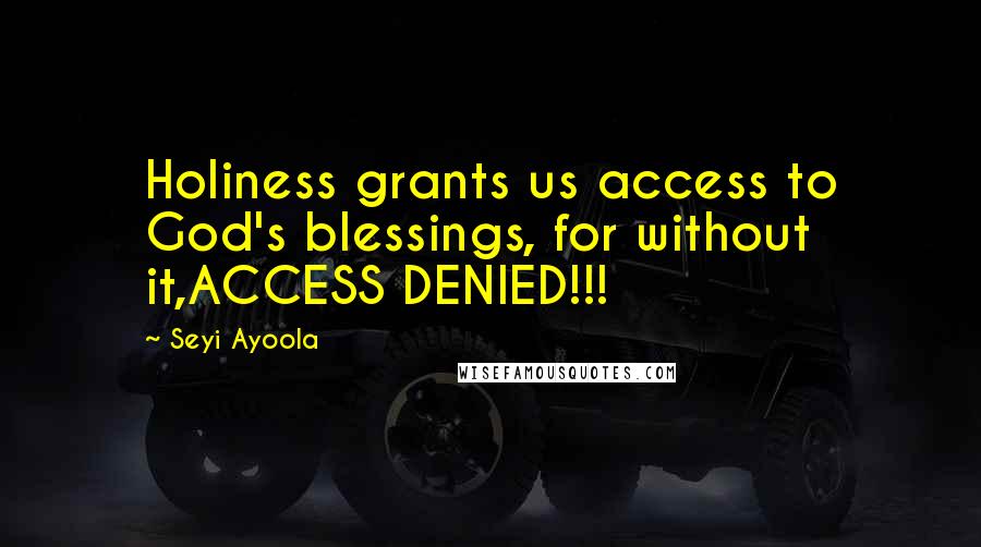 Seyi Ayoola Quotes: Holiness grants us access to God's blessings, for without it,ACCESS DENIED!!!