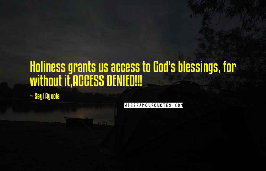 Seyi Ayoola Quotes: Holiness grants us access to God's blessings, for without it,ACCESS DENIED!!!