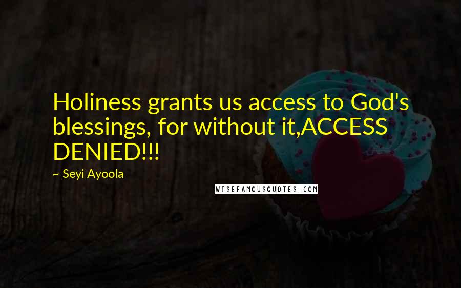 Seyi Ayoola Quotes: Holiness grants us access to God's blessings, for without it,ACCESS DENIED!!!