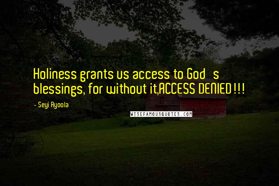 Seyi Ayoola Quotes: Holiness grants us access to God's blessings, for without it,ACCESS DENIED!!!