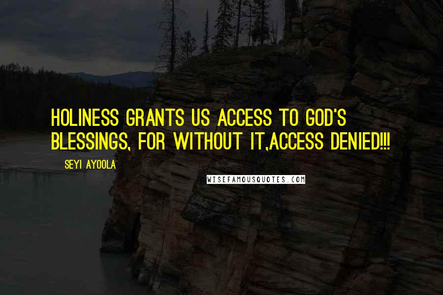 Seyi Ayoola Quotes: Holiness grants us access to God's blessings, for without it,ACCESS DENIED!!!